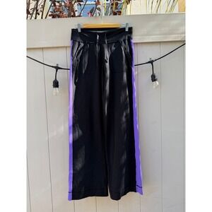 Lululemon Still Pant Black Purple Side Stripe Wide Leg Yoga Lounge LW5B25S 6
